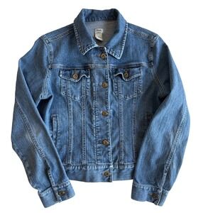 Bass Women's Stretch Denim Jacket Button Front Blue Jean Size Medium‎ Casual